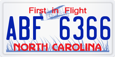 NC license plate ABF6366
