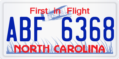NC license plate ABF6368