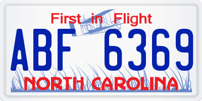 NC license plate ABF6369
