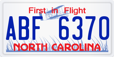 NC license plate ABF6370