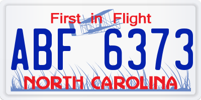 NC license plate ABF6373