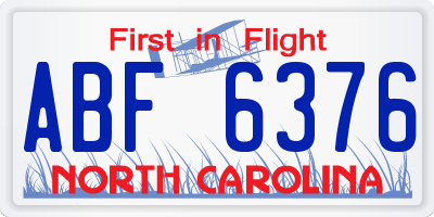 NC license plate ABF6376