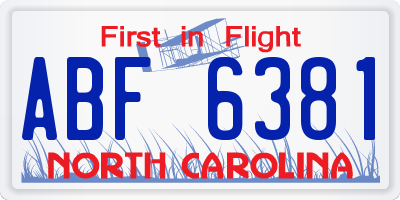 NC license plate ABF6381
