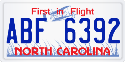 NC license plate ABF6392