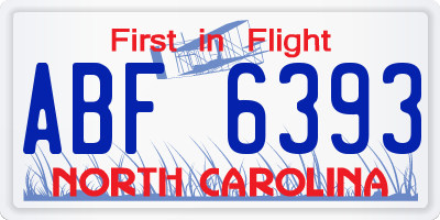 NC license plate ABF6393