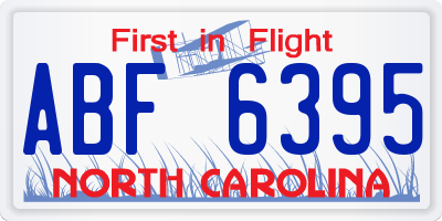 NC license plate ABF6395