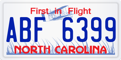 NC license plate ABF6399