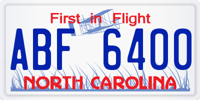 NC license plate ABF6400
