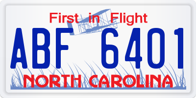 NC license plate ABF6401