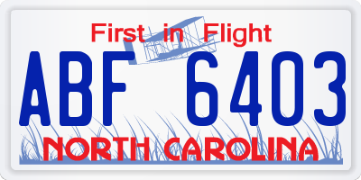 NC license plate ABF6403