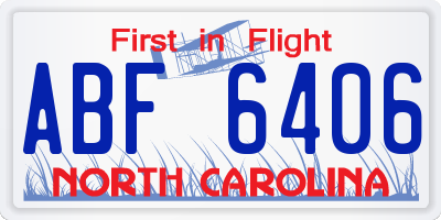 NC license plate ABF6406