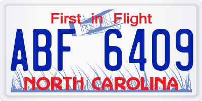 NC license plate ABF6409