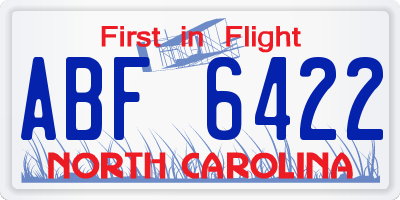 NC license plate ABF6422