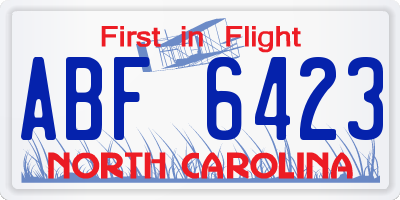 NC license plate ABF6423