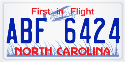 NC license plate ABF6424