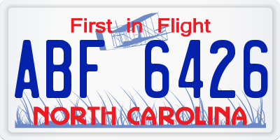 NC license plate ABF6426
