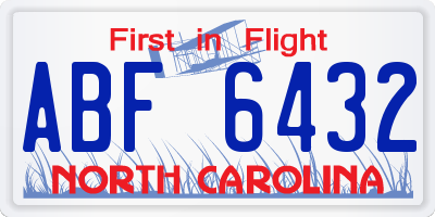 NC license plate ABF6432