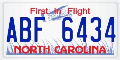 NC license plate ABF6434