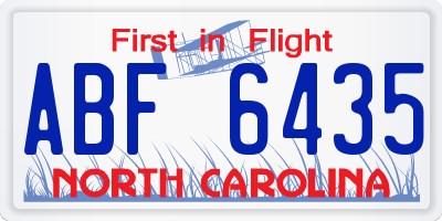 NC license plate ABF6435