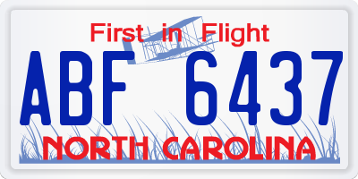 NC license plate ABF6437