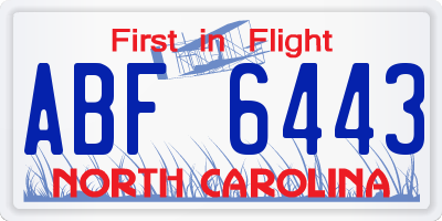 NC license plate ABF6443