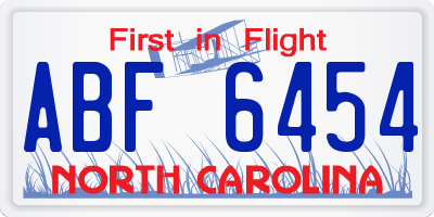 NC license plate ABF6454