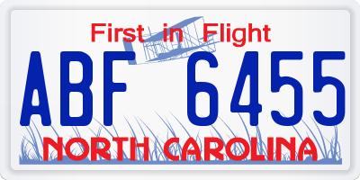 NC license plate ABF6455