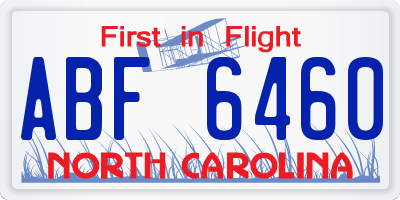 NC license plate ABF6460