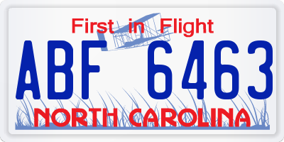 NC license plate ABF6463