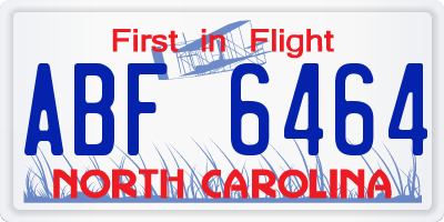 NC license plate ABF6464