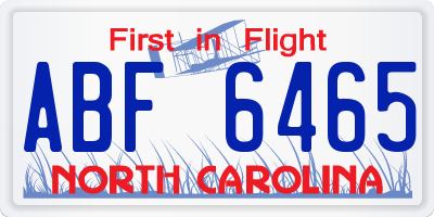 NC license plate ABF6465