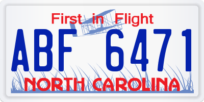 NC license plate ABF6471
