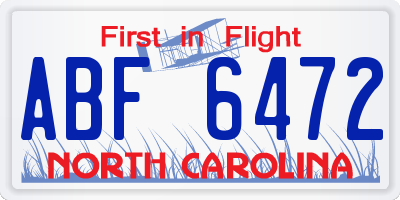 NC license plate ABF6472
