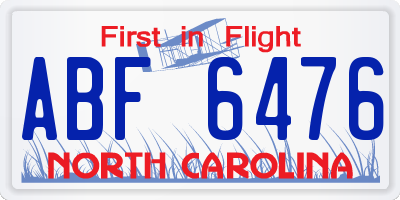 NC license plate ABF6476