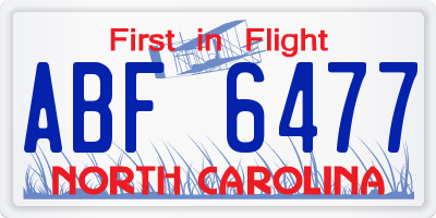NC license plate ABF6477