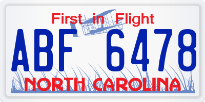 NC license plate ABF6478