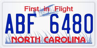 NC license plate ABF6480
