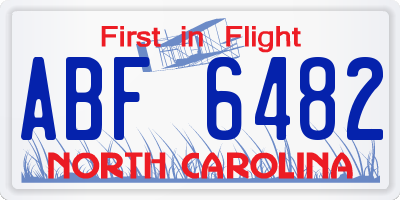 NC license plate ABF6482