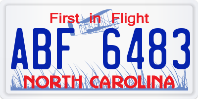 NC license plate ABF6483