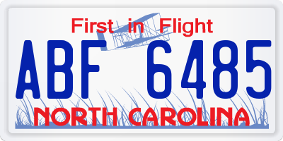 NC license plate ABF6485