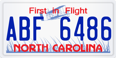NC license plate ABF6486
