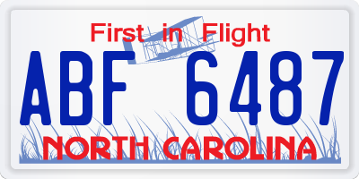 NC license plate ABF6487