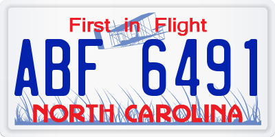NC license plate ABF6491