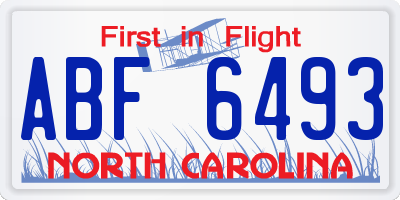 NC license plate ABF6493