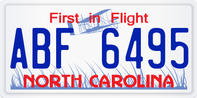 NC license plate ABF6495