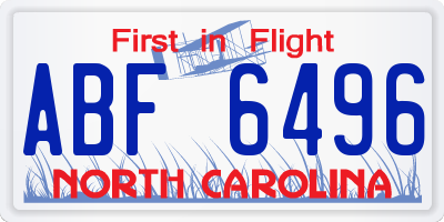 NC license plate ABF6496