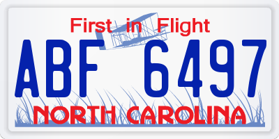 NC license plate ABF6497