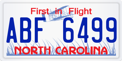 NC license plate ABF6499