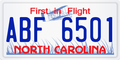 NC license plate ABF6501