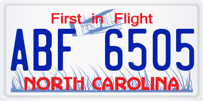 NC license plate ABF6505